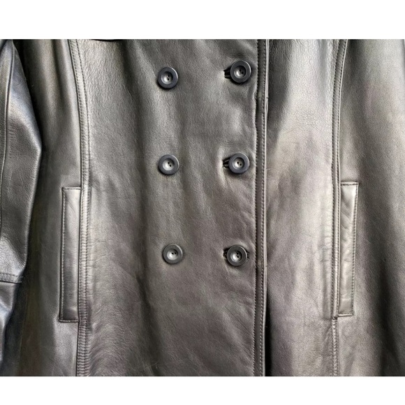 Guess Black Genuine Leather Double Breasted Jacket - Picture 8 of 16